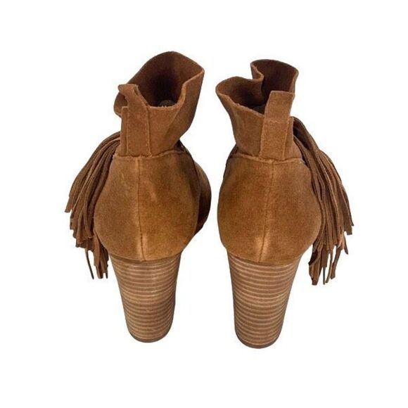 Crown Vintage Womens Suede Randi Fringe Heeled Ankle Boots Camel Size 9M NWOT - Picture 4 of 11